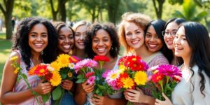 Frauen feiern gemeinsam den Internationalen Frauentag.